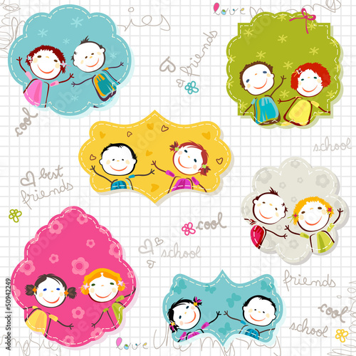 Vector: happy children frames happy children frames