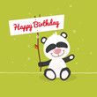 Little panda with signboard