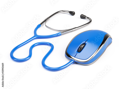 Illustration: Computer mouse - stethoscope Computer mouse - stethoscope