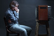 Man watching TV.