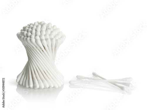 Photo: Cotton Buds on a white background Cotton Buds on a white background