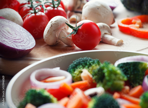 Photo: Cooking mixed vegetables Cooking mixed vegetables