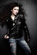 girl in leather jacket