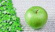 green apple and puzzles on a binary code