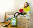 woman rests from household chores
