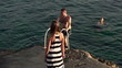 Man walking out of water, super slow motion, shot at 240fps