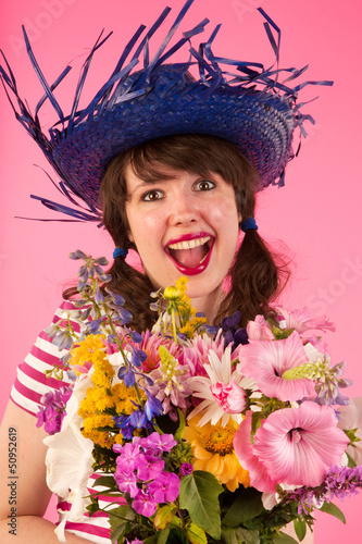 Photo: Happy with flowers Happy with flowers