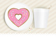 Pink heart shaped doughnut