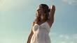 Beautiful young woman, super slow motion, shot at 240fps