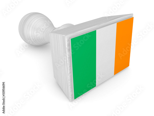 Illustration: Wooden stamp with irish flag. Wooden stamp with irish flag.