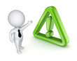 3d small person and warning sign.