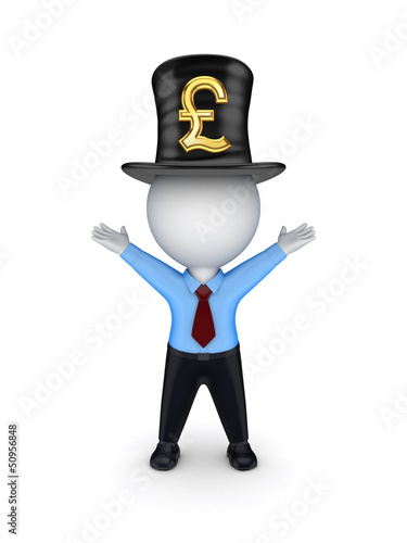 Illustration: 3d person with sign of pound sterling. 3d person with sign of pound sterling.