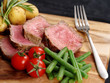Sliced steak dinner