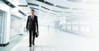 business man walking in subway