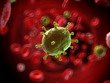 3d rendered illustration of a virus infecting the blood