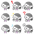 お婆ちゃん　表情　手描き風