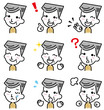 お爺ちゃん　表情　手描き風