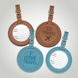 Leather luggage tags labels. Vector illustration