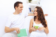 Young happy couple at hone together s
