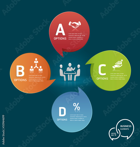 Vector: Businessman meeting with Colorful Speech Bubble Options Banner Businessman meeting with Colorful Speech Bubble Options Banner