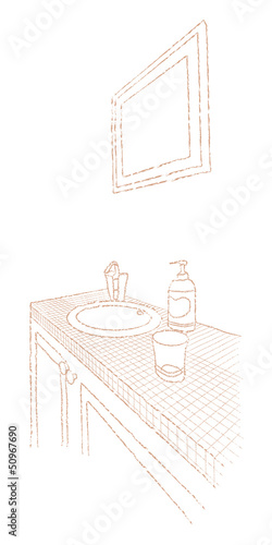 Vector: 洗面台 線画 洗面台 線画