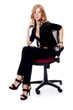 Businesswoman in an armchair isolated on white background