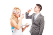 Photo: Wedding couple eating and drinking Wedding couple eating and drinking