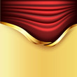Background with red curtains and golden elements