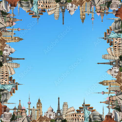 Photo: Travel the world monuments concept Travel the world monuments concept