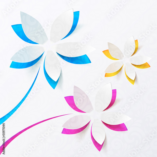 Vector: Paper flowers vector greeting card template Paper flowers vector greeting card template