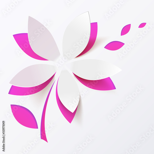 Vector: Pink paper flower vector greeting card template Pink paper flower vector greeting card template