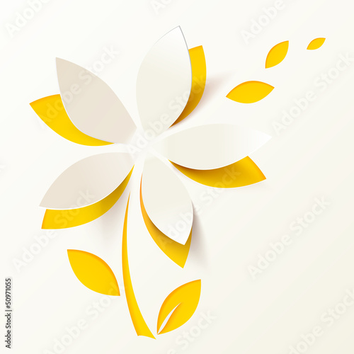 Vector: Yellow paper flower vector greeting card template Yellow paper flower vector greeting card template