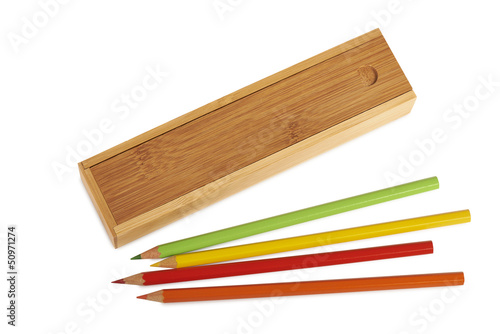 Photo: Closed wooden pencil boxes isolated ( clipping path ) Closed wooden pencil boxes isolated ( clipping path )