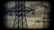 Vidéo : High voltage towers at sunset. Vintage styled shot. High voltage towers at sunset. Vintage styled shot.