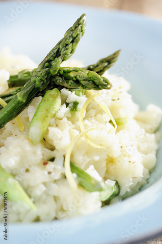 Photo: Food: Asparagus risotto with lemon strips Food: Asparagus risotto with lemon strips