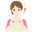 女性　エプロン　思いつく　閃く