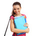 Happy student with books