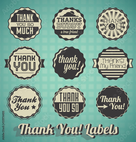Vector: Vector Set: Vintage Thank You Message Labels Vector Set: Vintage Thank You Message Labels
