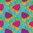 Seamless pattern with colored turtles