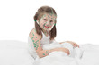 sick girl in white bed
