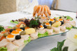 Foto: Seafood plate with shrimps and caviar selective focus Seafood plate with shrimps and caviar selective focus