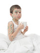 sick girl in white bed