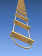 Illustration: Wooden rope ladder on a gradient blue sky background Wooden rope ladder on a gradient blue sky background