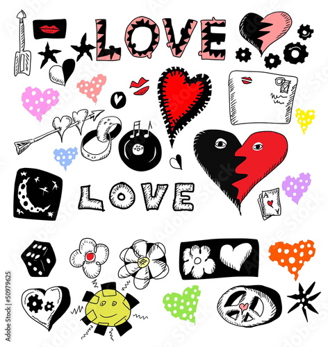 Illustration: concept love doodles, hand drawn design elements concept love doodles, hand drawn design elements
