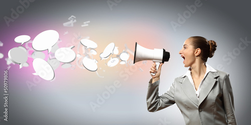 Photo: businesswoman with megaphone businesswoman with megaphone
