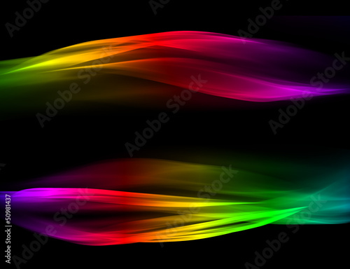 Illustration: Awesome beautiful color waves on black background Awesome beautiful color waves on black background