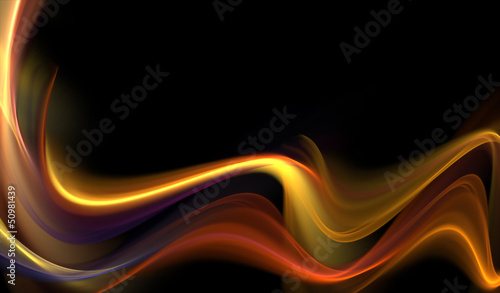 Illustration: Abstract gold waves on black background Abstract gold waves on black background