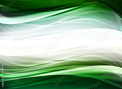 Illustration: Abstract light and green waves Abstract light and green waves