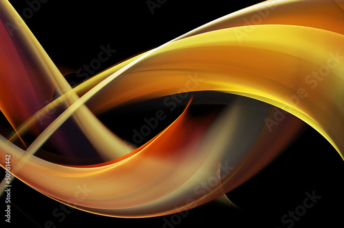 Illustration: Abstract yellow waves on black background Abstract yellow waves on black background
