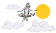Levitating Guru. Cartoon character.